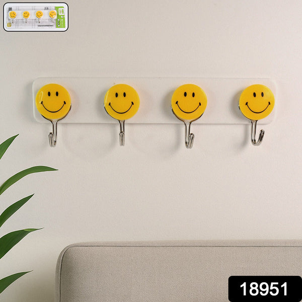 Multipurpose Self-Adhesive 4 hooks for wall Hook (1 Pc)